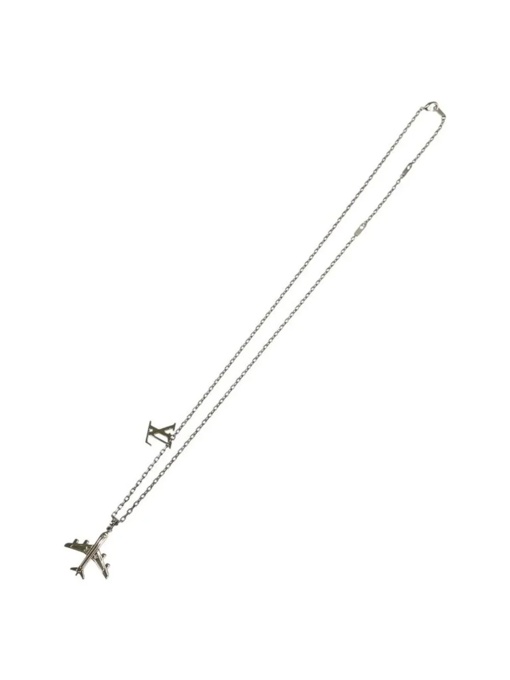 Louis Vuitton Pendant LV Plain Silver Metal Necklace